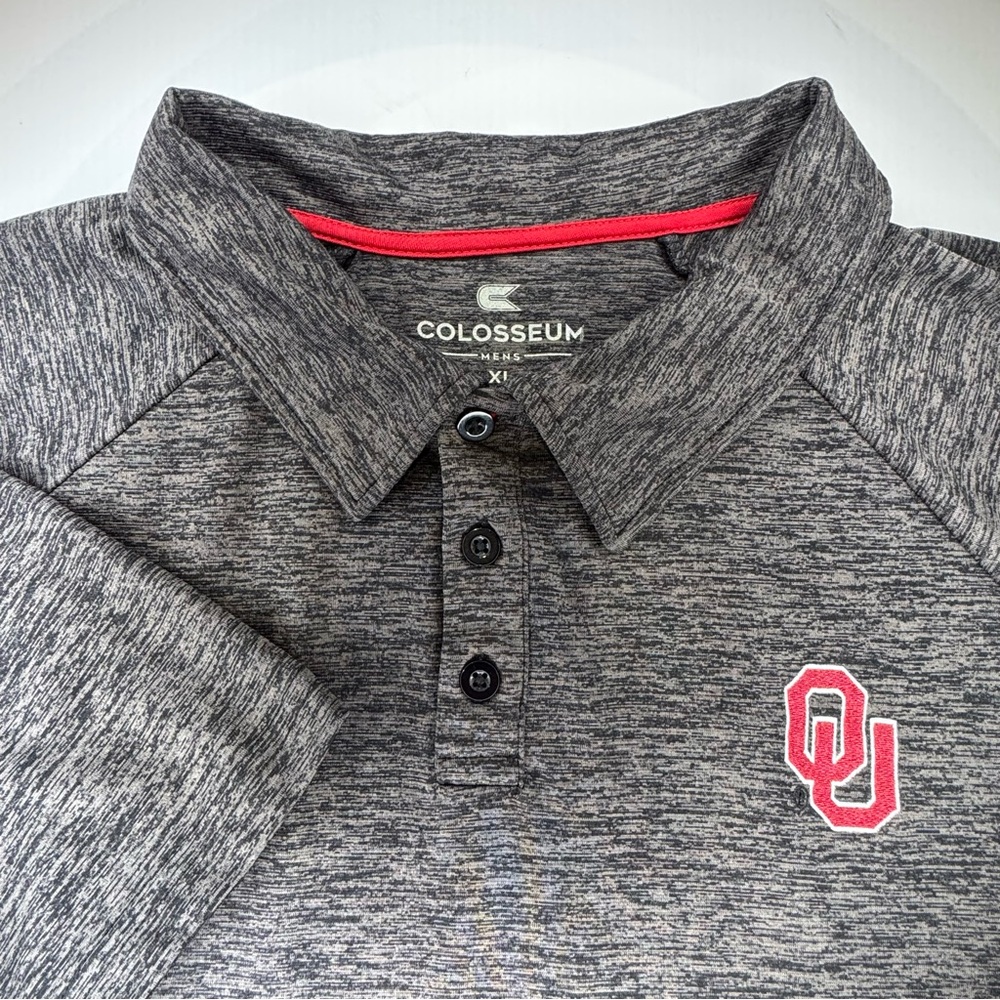 Colosseum Men's XL University of Oklahoma OU Boomer Sooner Dark Grey Polo